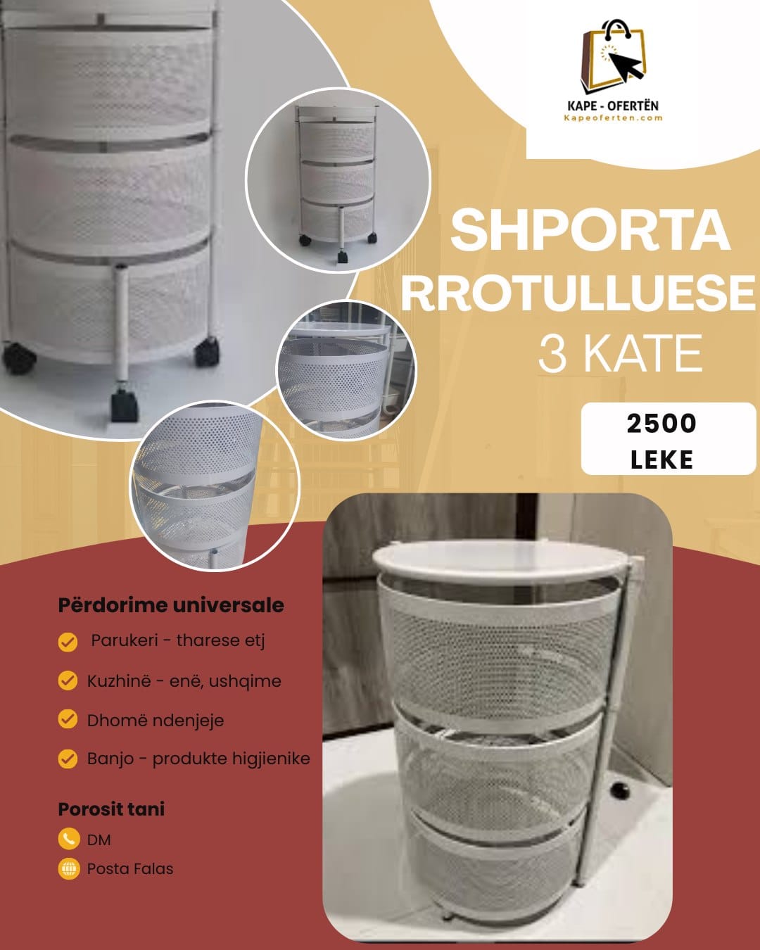 Shporta Rrotulluese me 3 kate Shporta Rrotulluese me 3 kate