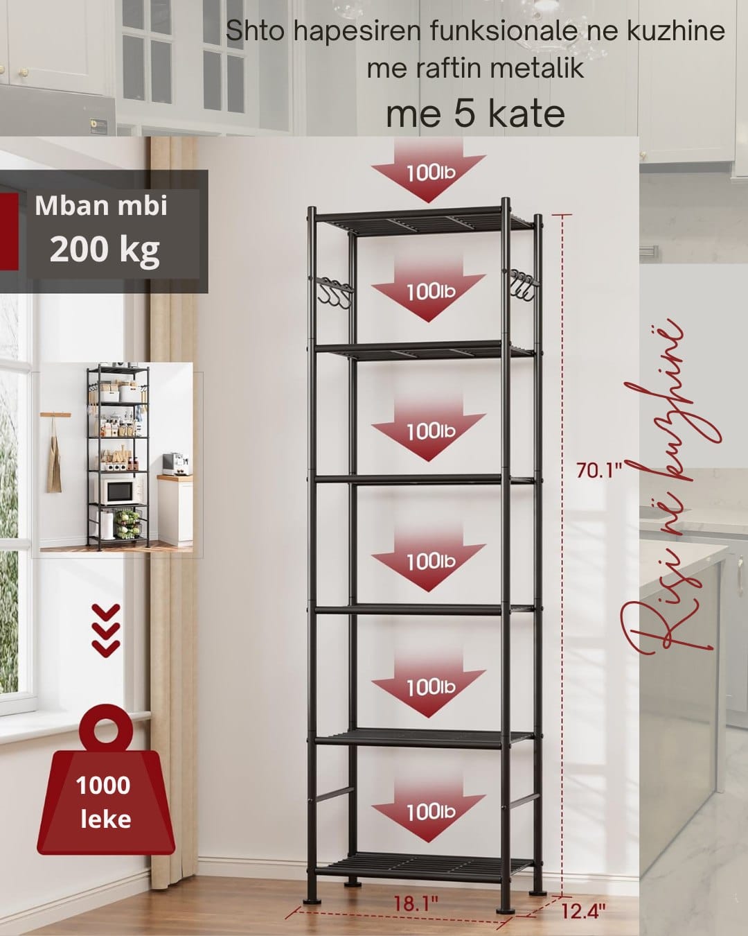 Raft metalik multifunksioal për kuzhinë Raft metalik multifunksioal për kuzhinë - Figura 2