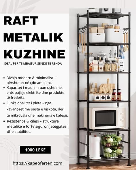 Raft metalik multifunksioal për kuzhinë Raft metalik multifunksioal për kuzhinë