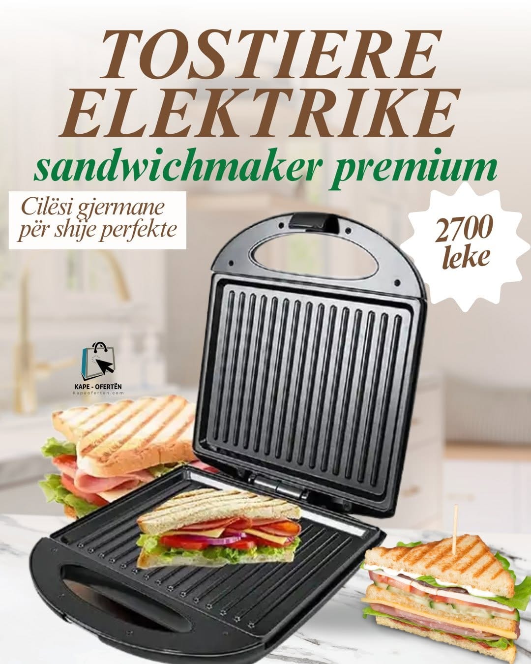 TOSTIERE ELEKTRIKE -SANDWICH MAKER PREMIUM – UAKEEN GERMANY TOSTIERE ELEKTRIKE -SANDWICH MAKER PREMIUM - UAKEEN GERMANY